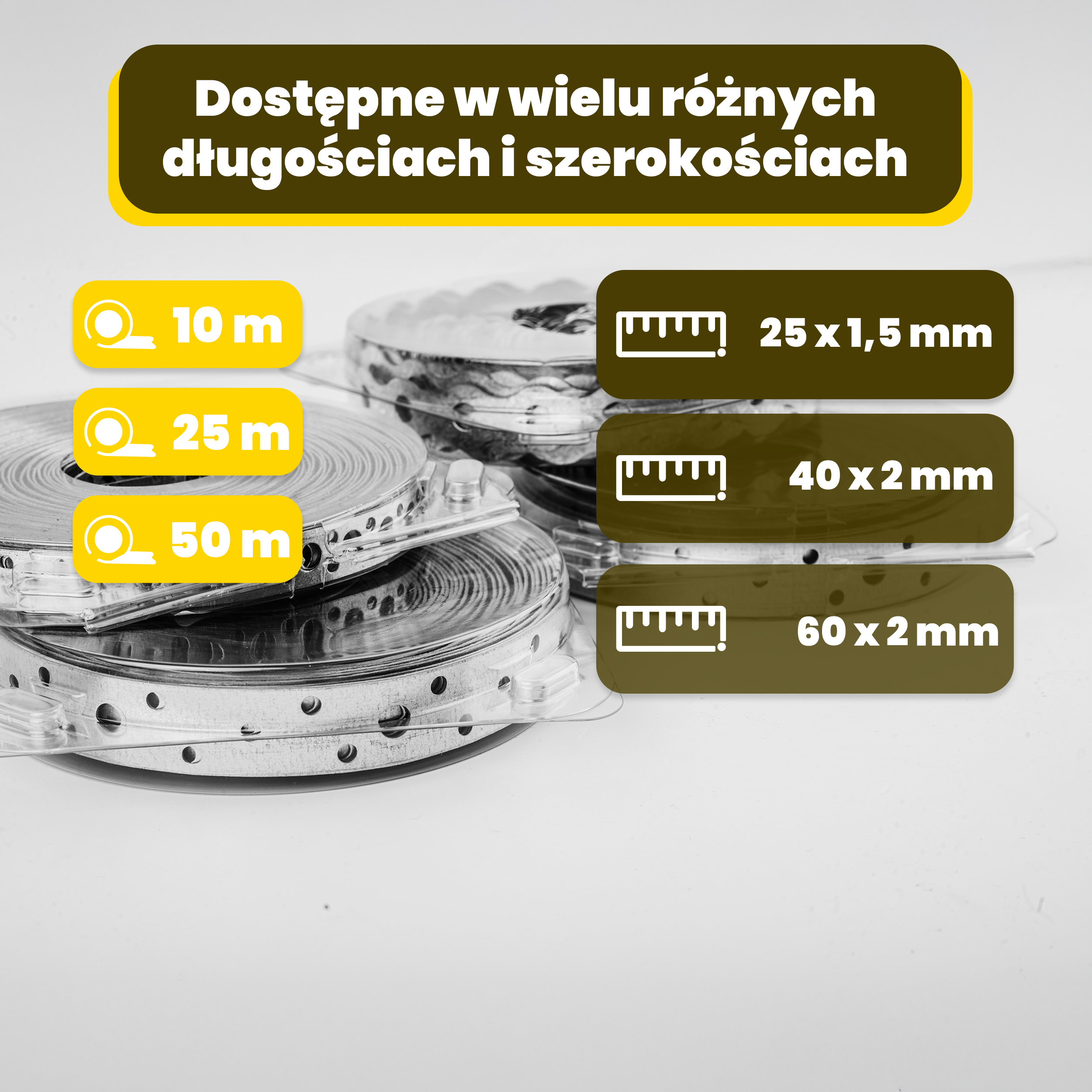 Taśma ciesielska konstrukcyjna stalowa perforowana - TM 2 | 10 m Taśma ciesielska konstrukcyjna stalowa perforowana - TM 2 | 10 m
